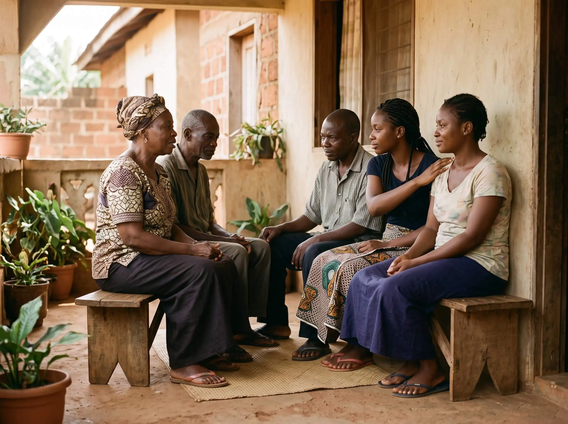 Members supporting a family during a welfare visit